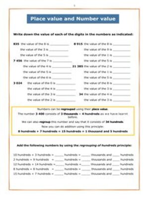 cover image of Grade 4 Maths Worksheet: Place Value and Number Value
